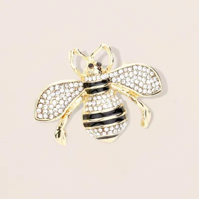 Fashnzfab Crystal Paved Honey Bee Pin Brooch In Gold