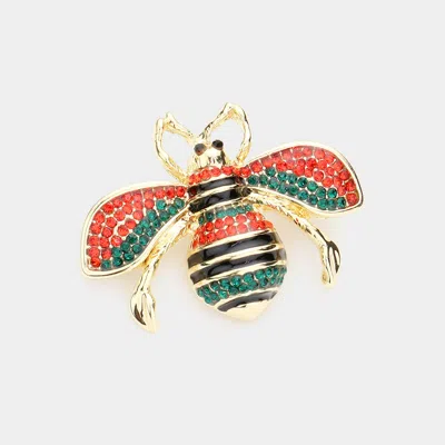 Fashnzfab Crystal Paved Honey Bee Pin Brooch In Multi