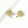Fashnzfab Crystal Paved Palm Tree Stud Earrings In Gold