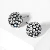 Fashnzfab Crystal Paved Round Dome Stud Earrings In Multi