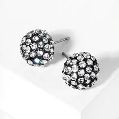 Fashnzfab Crystal Paved Round Dome Stud Earrings In Multi