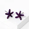 Fashnzfab Crystal Paved Starfish Stud Earrings - Amethyst In Purple