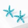 Fashnzfab Crystal Paved Starfish Stud Earrings - Aqua In Blue