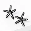 Fashnzfab Crystal Paved Starfish Stud Earrings - Black, Clear In Black