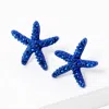 Fashnzfab Crystal Paved Starfish Stud Earrings - Blue In Blue