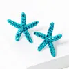 Fashnzfab Crystal Paved Starfish Stud Earrings - Blue Zircon In Blue