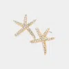 Fashnzfab Crystal Paved Starfish Stud Earrings - Clear, Gold In Multi