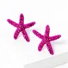 Fashnzfab Crystal Paved Starfish Stud Earrings - Fuchsia In Pink