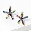 Fashnzfab Crystal Paved Starfish Stud Earrings - Multi In Multi