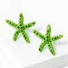 Fashnzfab Crystal Paved Starfish Stud Earrings - Peridot In Green