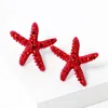Fashnzfab Crystal Paved Starfish Stud Earrings - Siam In Red