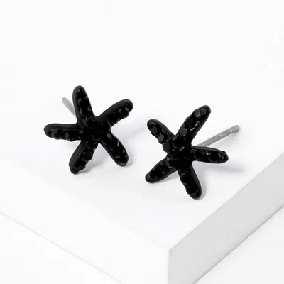 Fashnzfab Crystal Paved Starfish Stud Earrings In Black
