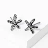 Fashnzfab Crystal Paved Starfish Stud Earrings In Blue