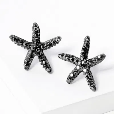 Fashnzfab Crystal Paved Starfish Stud Earrings In Metallic