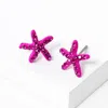 Fashnzfab Crystal Paved Starfish Stud Earrings In Pink