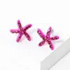 Fashnzfab Crystal Paved Starfish Stud Earrings In Purple