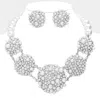 Fashnzfab Crystal Pearl Bubble Cluster Necklace In Metallic
