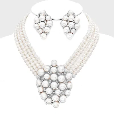 Fashnzfab Crystal Pearl Bubble Necklace In Metallic
