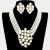 Fashnzfab Crystal Pearl Bubble Necklace In White