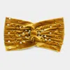 Fashnzfab Crystal Pearl Detailed Twisted Velvet Headband In Gold