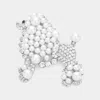 Fashnzfab Crystal Pearl Poodle Brooch In Silver