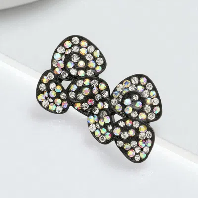 Fashnzfab Crystal Petal Stud Earrings - Ab, Black