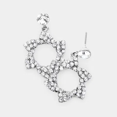 Fashnzfab Crystal Pinwheel Earrings - Clear, Rhodium In Metallic