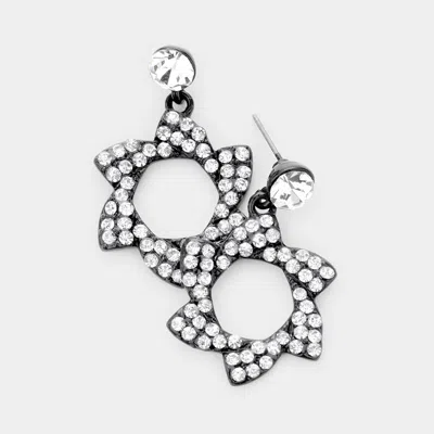 Fashnzfab Crystal Pinwheel Earrings In Black