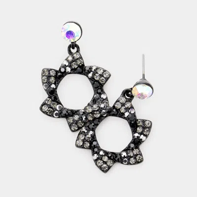 Fashnzfab Crystal Pinwheel Earrings In Black