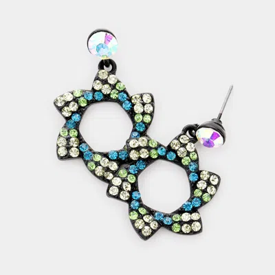 Fashnzfab Crystal Pinwheel Earrings In Blue