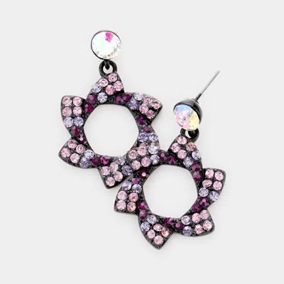 Fashnzfab Crystal Pinwheel Earrings In Pink