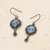 Fashnzfab Crystal Pointed Oval Cameo Dangle Earrings In Multi