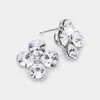 Fashnzfab Crystal Quatrefoil Stud Earrings In Metallic