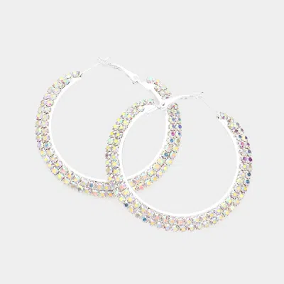 Fashnzfab Crystal Rhinestone 2 Inch Hoop Earrings In Multi
