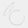 Fashnzfab Crystal Rhinestone 3.3 Inch Hoop Clip On Earrings In Metallic