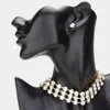 Fashnzfab Crystal Rhinestone Accented Choker Necklace 13" + 4" L In Gold