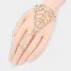 Fashnzfab Crystal Rhinestone Accented Hand Chain Evening Bracelet Gold In Gold