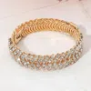 Fashnzfab Crystal Rhinestone Adjustable Evening Bracelet In Gold