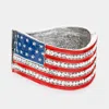 Fashnzfab Crystal Rhinestone American Flag Hinged Bracelet Antique Silver, Blue, Clear, Red In Multi