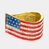 Fashnzfab Crystal Rhinestone American Flag Hinged Bracelet Multi In Multi