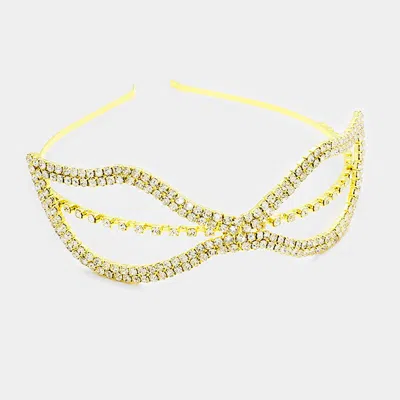 Fashnzfab Crystal Rhinestone Bow Headband In Gold