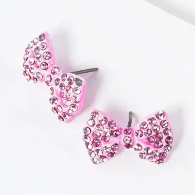 Fashnzfab Crystal Rhinestone Bow Stud Earrings In Multi