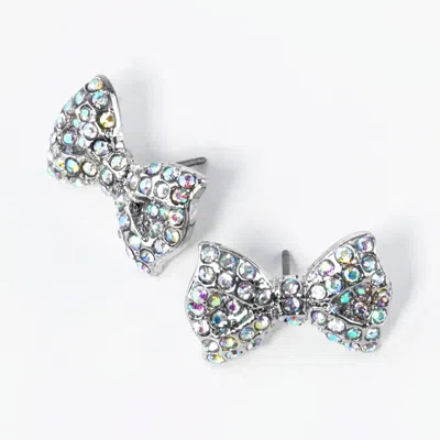 Fashnzfab Crystal Rhinestone Bow Stud Earrings In Multi