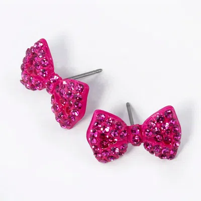 Fashnzfab Crystal Rhinestone Bow Stud Earrings In Purple