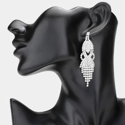 Fashnzfab Crystal Rhinestone Chandelier Drop Evening Earrings In Black