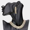 Fashnzfab Crystal Rhinestone Choker Evening Necklace In Gold