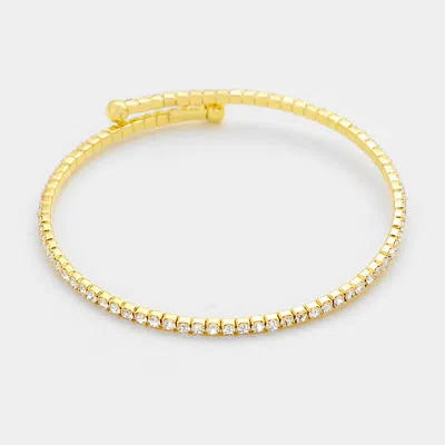 Fashnzfab Crystal Rhinestone Coil Cuff Bracelet In Gold