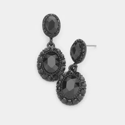 Fashnzfab Crystal Rhinestone Drop Evening Earrings In Black