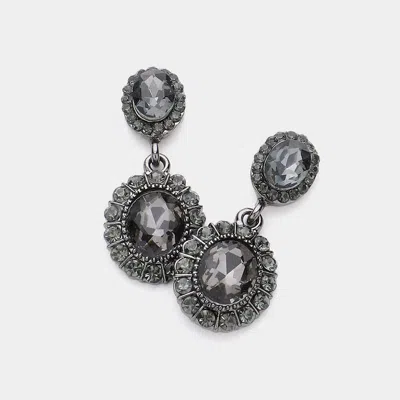 Fashnzfab Crystal Rhinestone Drop Evening Earrings In Black