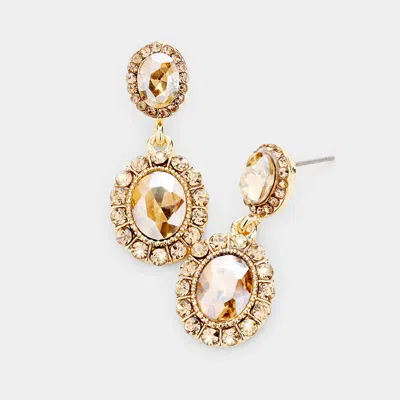 Fashnzfab Crystal Rhinestone Drop Evening Earrings In Gold